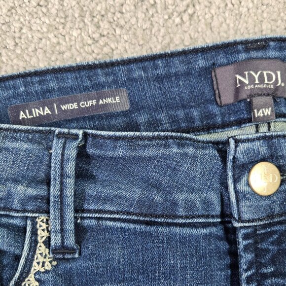 NYDJ Alina Embroidered Wide Cuff Ankle Jeans Lift Tuck Boho Western - Picture 8 of 10